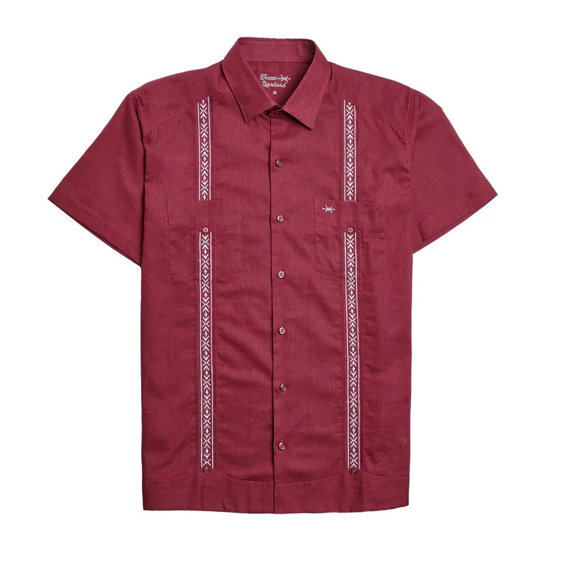 Texas Standard Guayabera Libra Maroon Shirt