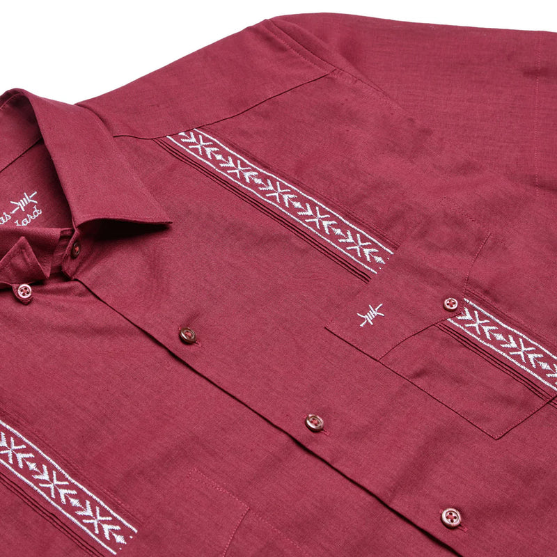 Texas Standard Guayabera Libra Maroon Shirt