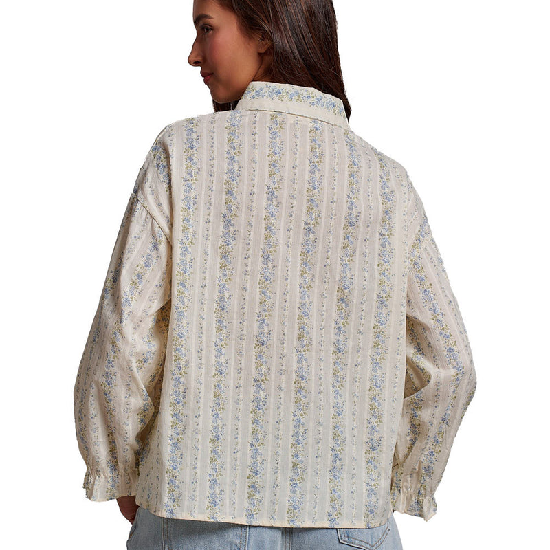 Trend:Notes Women's Cream Blossom Whisper Stripe Blouse