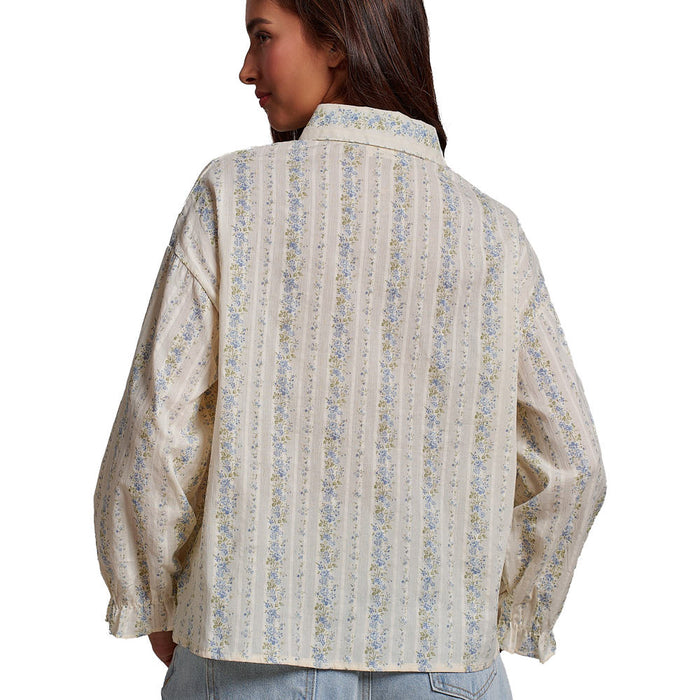 Trend:Notes Women's Cream Blossom Whisper Stripe Blouse