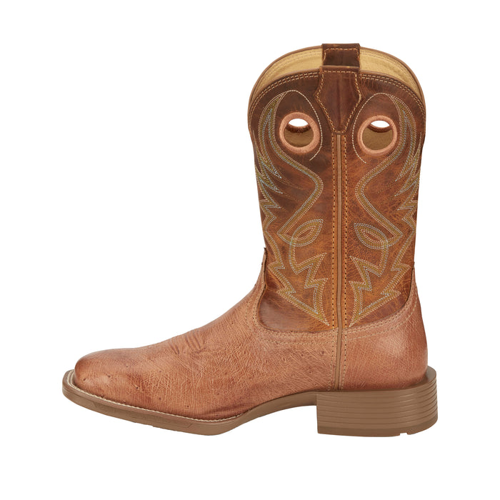 Justin Boot Company Men's Untamed Roswell Orange Tan Smooth Ostrich Orange Goat Top Cowboy Boot