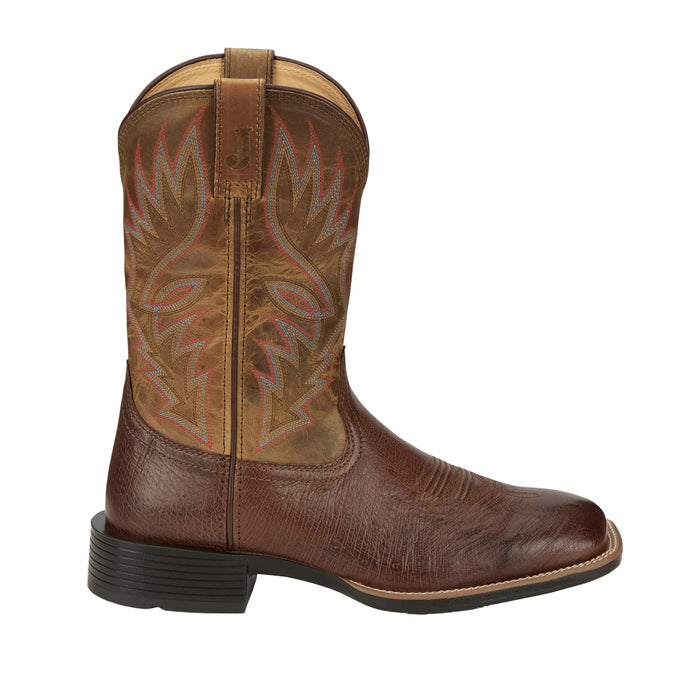 Justin Boot Company Mens Untamed Conroe Green Brown Smooth Ostrich 11In Brown Goat Top Cowboy Boots