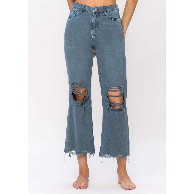 Flying Monkey Womens 90`s Crop Flare Balsam Jean