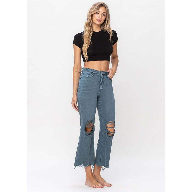 Flying Monkey Womens 90`s Crop Flare Balsam Jean