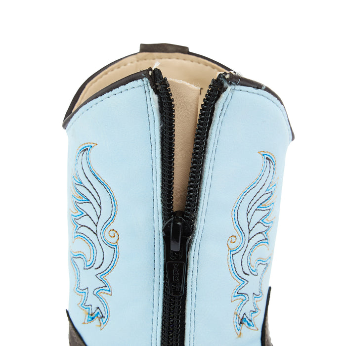 Old West Toddler Dark Brown Square Toe with Sky Blue Shaft Boot