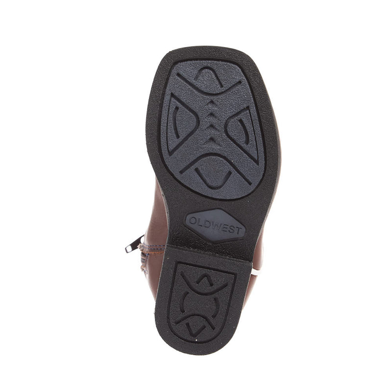 Old West Toddler's Brown Foot and Midnight Blue Shaft Square Toe Boot