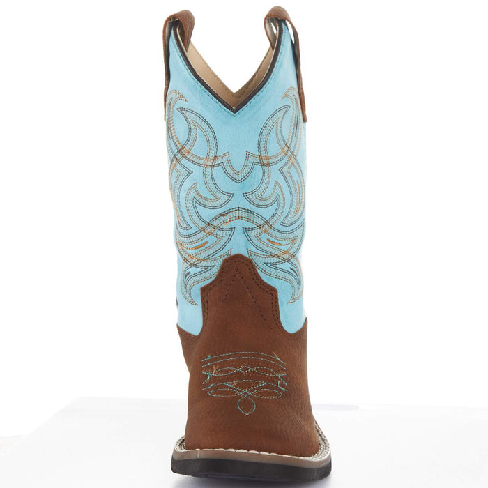 Old West Children's Brown Foot Teal Top Cowboy Boot