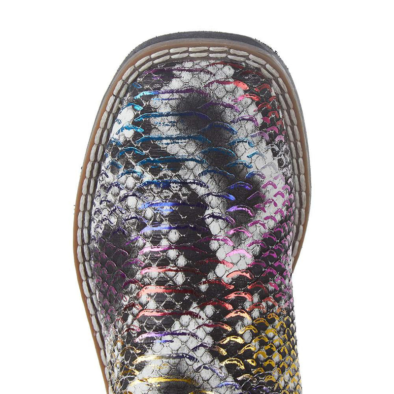 Old West Children's Multi Colored Snake Print Cream Shaft Boot