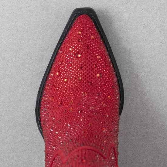 Very G Red Rhinestone Karen Booties