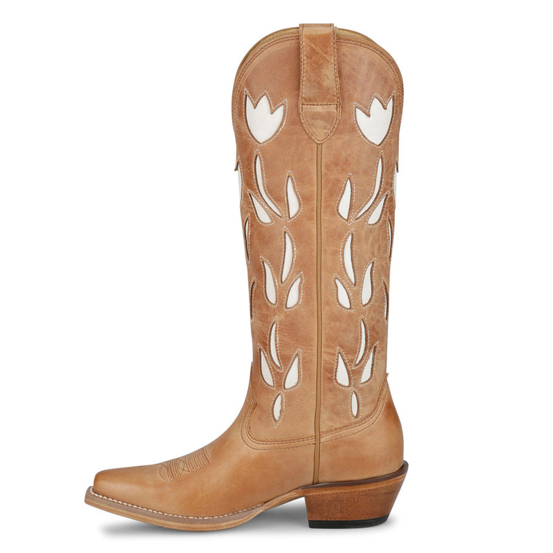 Justin Boot Company Women's Vintage Antique Tan May 15In Snip Toe Boot