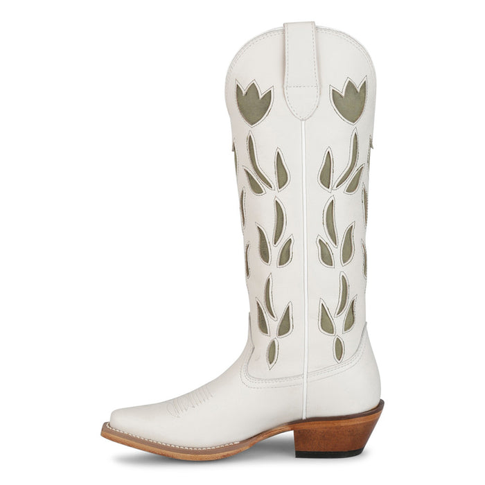 Justin Boot Company Women's Vintage White May 15In Snip Toe Boot