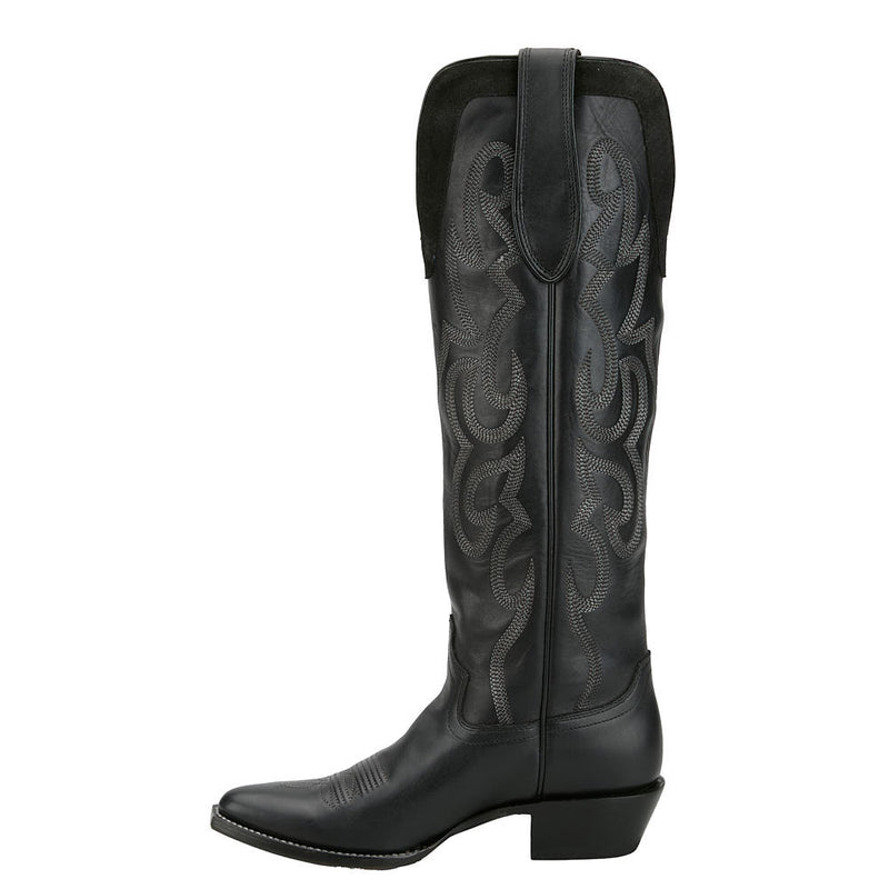 Justin Boot Company Women's Ada Black Cowhide Vamp 17in Black Cowhide Top Boot