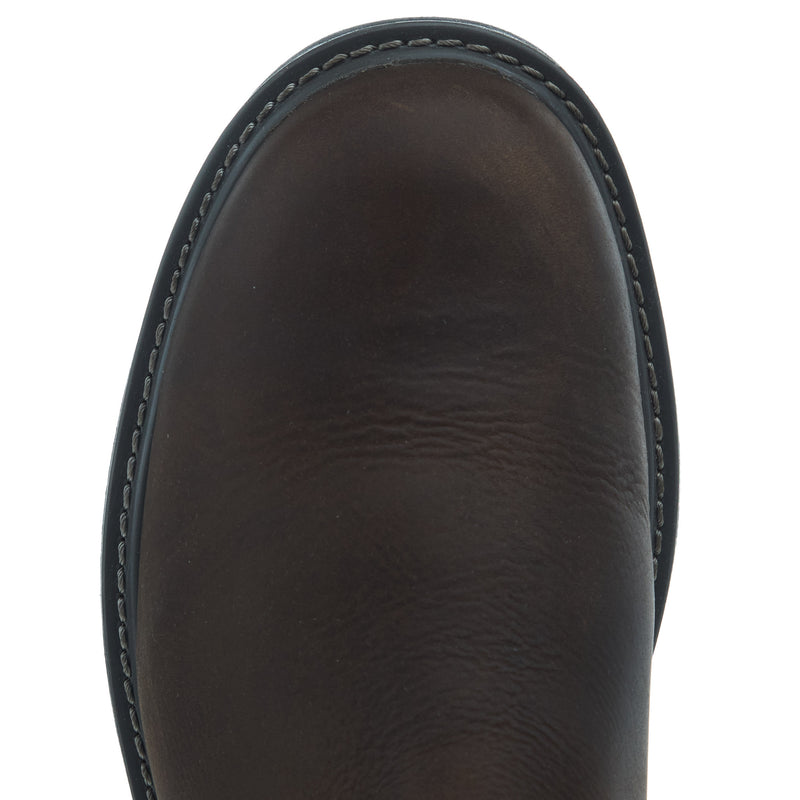 Wolverine Men`s Floorhand WP 10In Dark Brown Top Round Soft Toe Wellington Work Boot