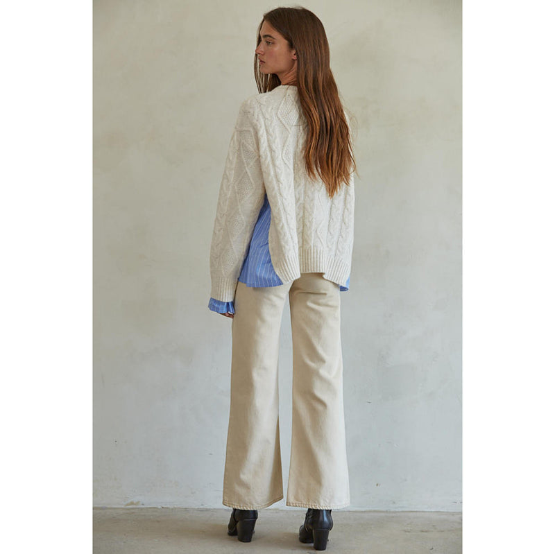 By Together Apparel Women's Cream and Blue Blake Pullover