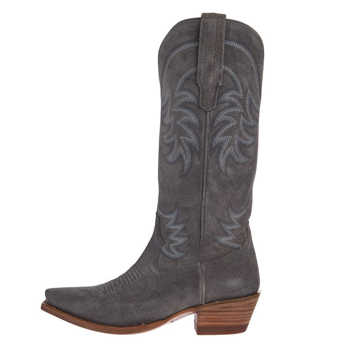 Tecovas Women's Annie Charcoal Suede Vamp 14In Charcoal Suede Top Boot
