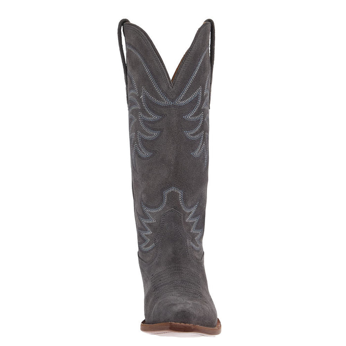Tecovas Women's Annie Charcoal Suede Vamp 14In Charcoal Suede Top Boot