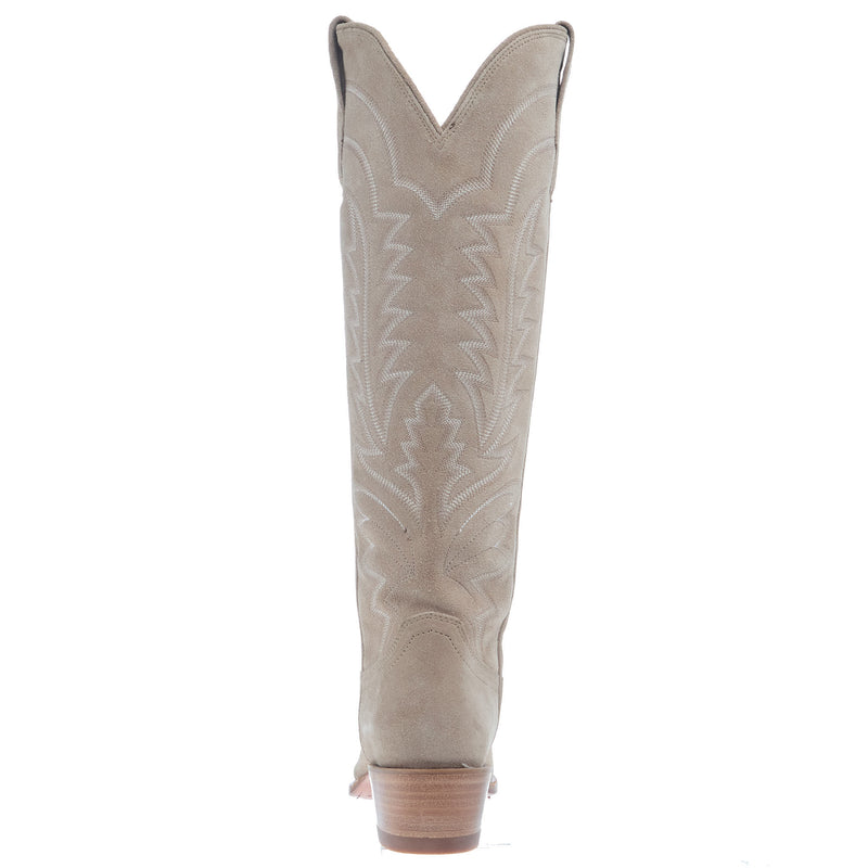 Tecovas Women`s Suede Driftwood Vamp 17In Suede Driftwood Top Boot