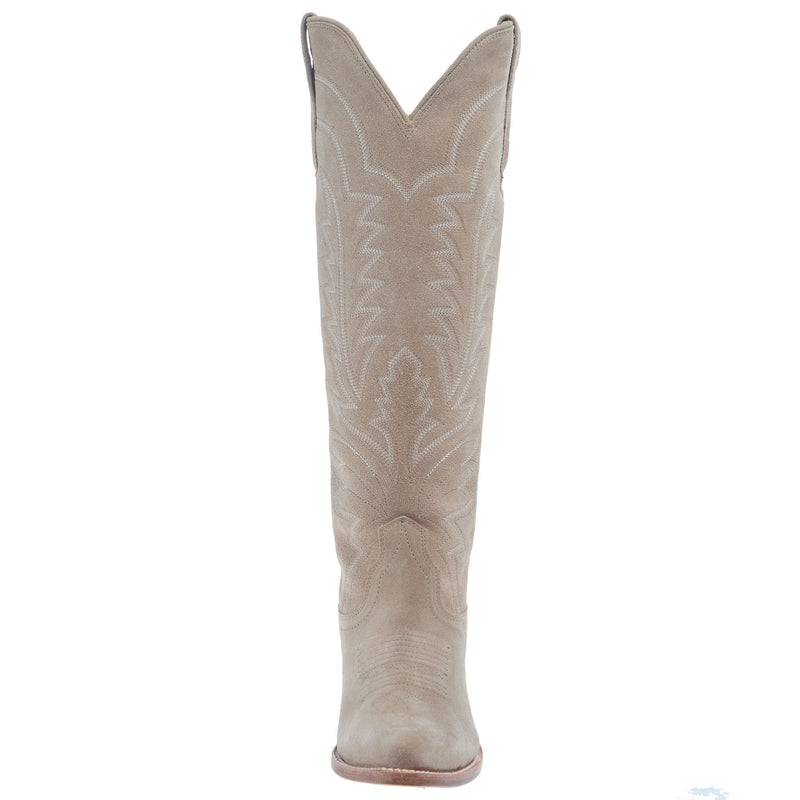 Tecovas Women`s Suede Driftwood Vamp 17In Suede Driftwood Top Boot