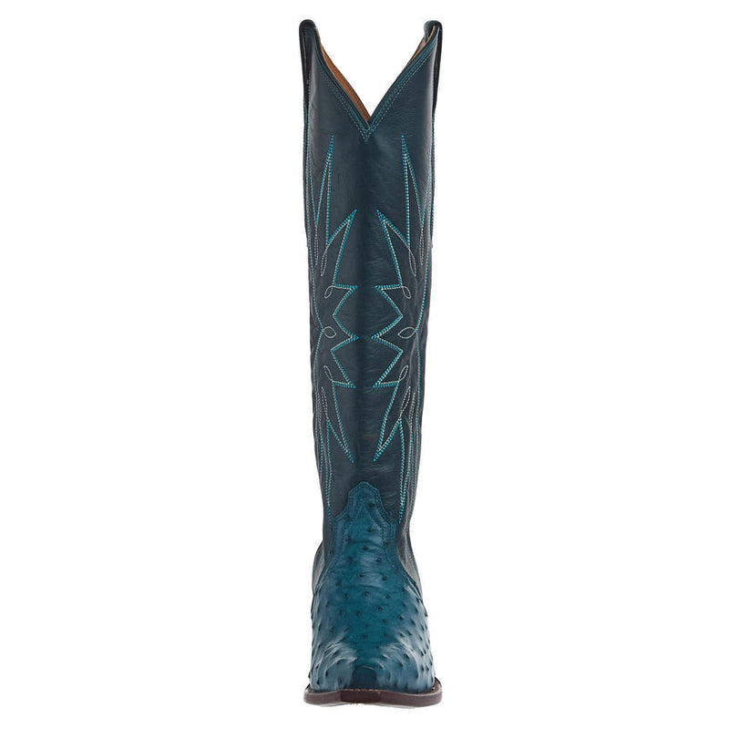 Tecovas Women's Loretta Navy Full Quill Ostrich Vamp 17In Navy Top Boot