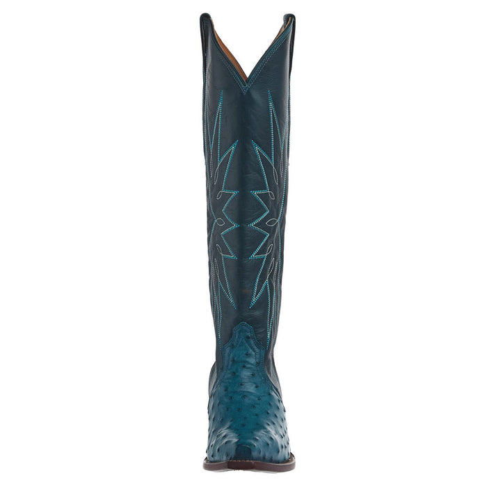 Tecovas Women's Loretta Navy Full Quill Ostrich Vamp 17In Navy Top Boot