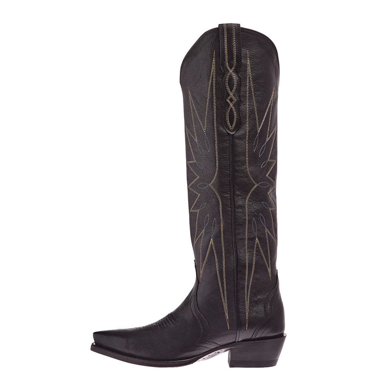 Tecovas Women`s Loretta Black Goat Vamp 17In Black Goat Top Boot