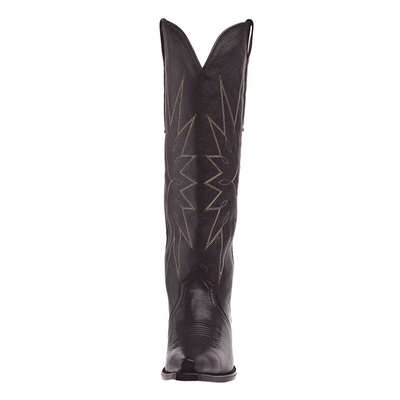 Tecovas Women`s Loretta Black Goat Vamp 17In Black Goat Top Boot