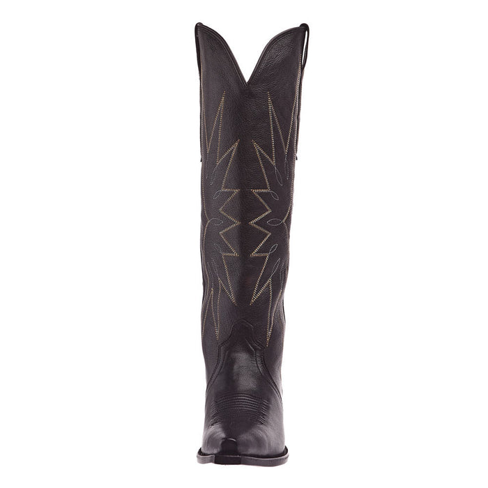 Tecovas Women`s Loretta Black Goat Vamp 17In Black Goat Top Boot