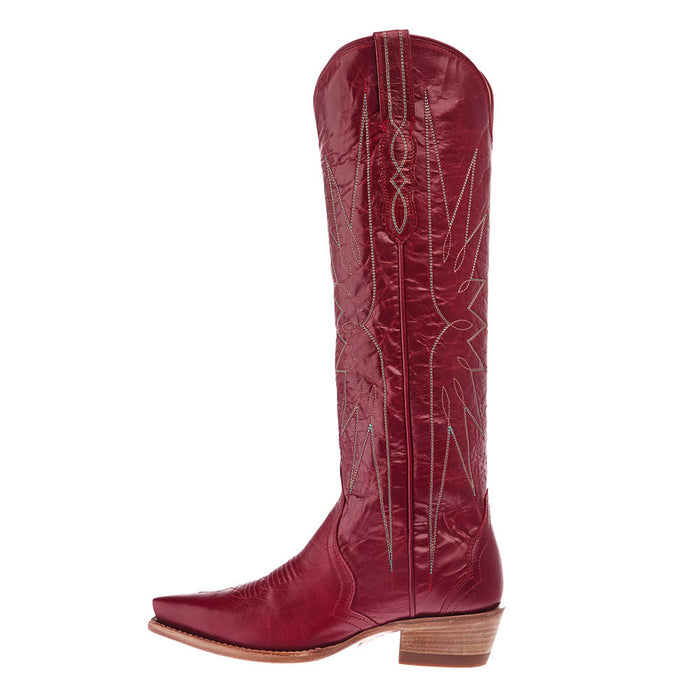 Tecovas Women`s Loretta Ruby Red Vamp 17In Ruby Red Top Boot