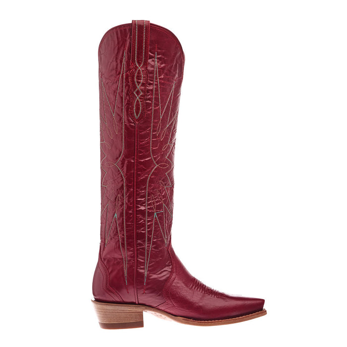 Tecovas Women`s Loretta Ruby Red Vamp 17In Ruby Red Top Boot