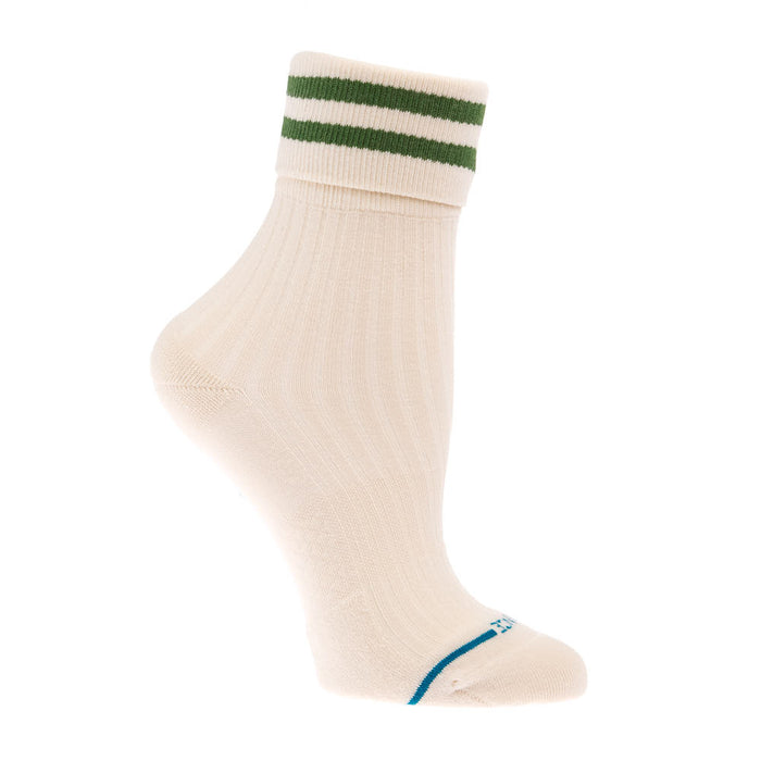 Stance Women`s Green Accent Roll Cuff Quarter Height Sock
