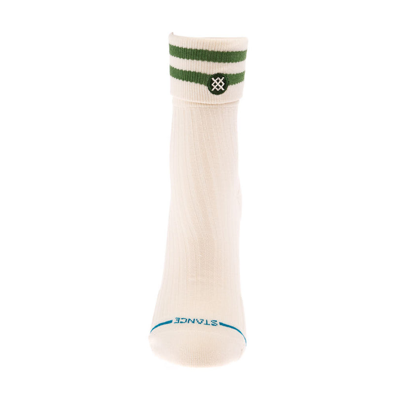 Stance Women`s Green Accent Roll Cuff Quarter Height Sock