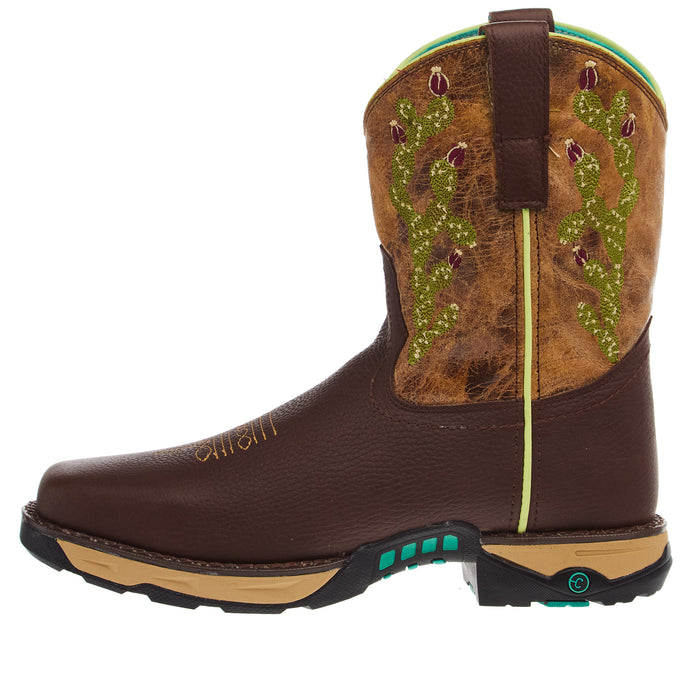 Corral Women Farm and Ranch Chocolate/Cactus Soft Toe Work Boot