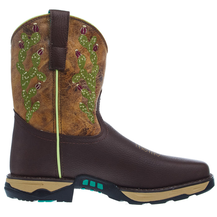 Corral Women Farm and Ranch Chocolate/Cactus Soft Toe Work Boot