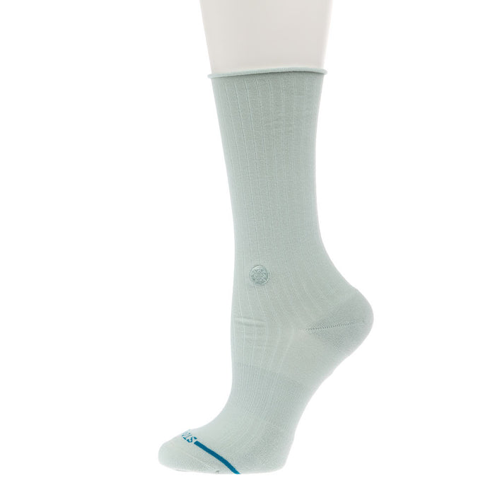 Stance Women' Rolled Pale Blue Solid Crew Socks