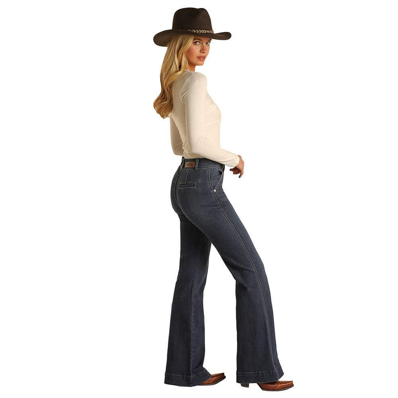 Rock & Roll Denim Women's High Rise Dark Wash Trouser