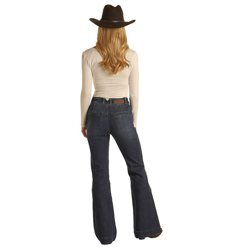 Rock & Roll Denim Women's High Rise Dark Wash Trouser