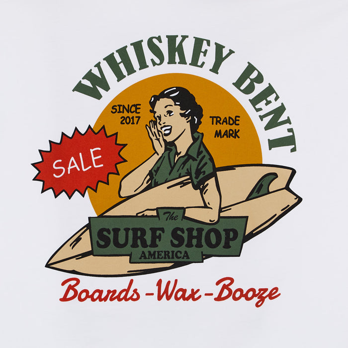 Whiskey Bent Hat Co Men's White Surf Shop Tee Shirt