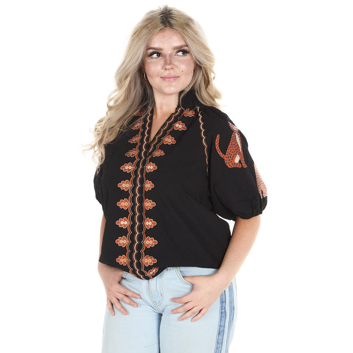 Thml Clothing Women's Black Button Top