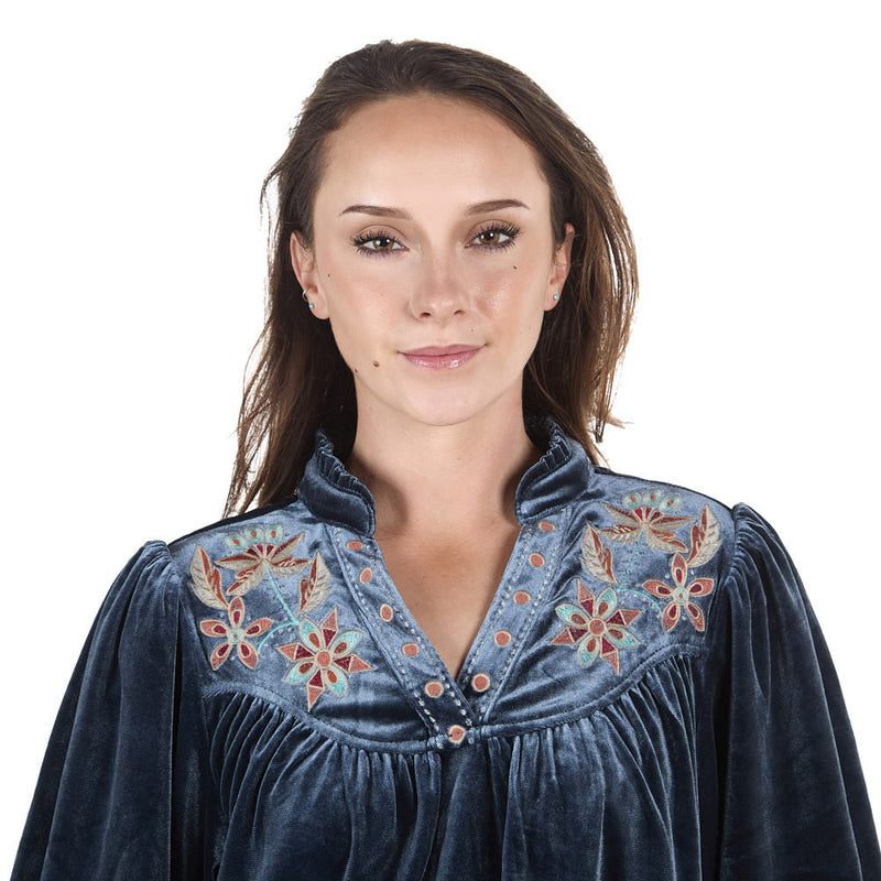 Thml Clothing Women's Velvet Floral Neck Design Top