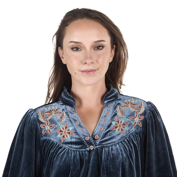 Thml Clothing Women's Velvet Floral Neck Design Top