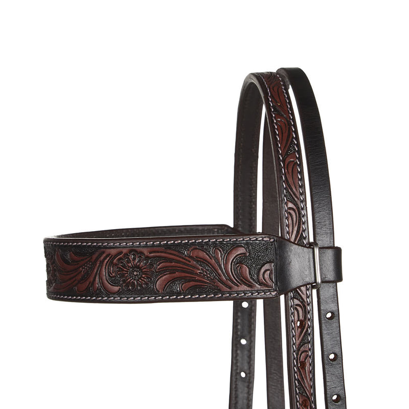 WD Tack Heavy Oiled Antique Floral Browband Headstall