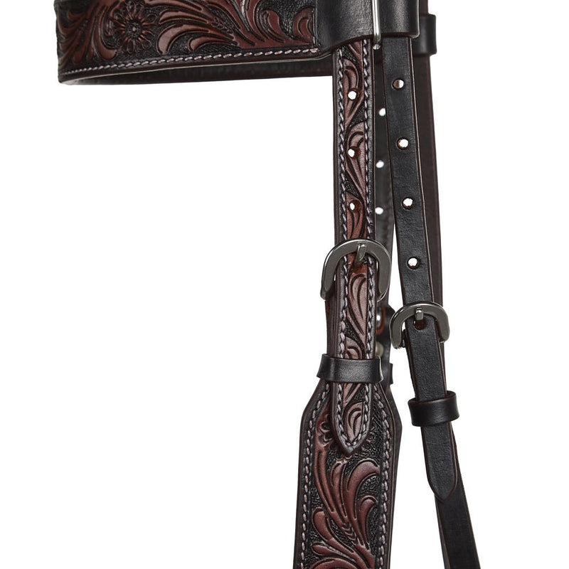 WD Tack Heavy Oiled Antique Floral Browband Headstall