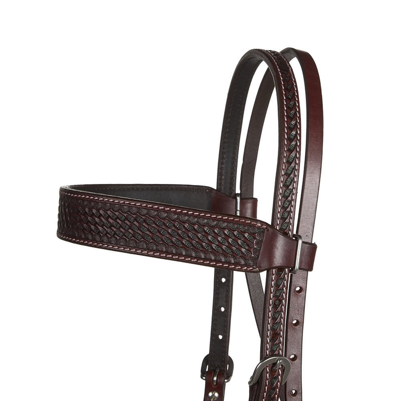 WD Tack Heavy Oiled Basket Tooled Browband Headstall
