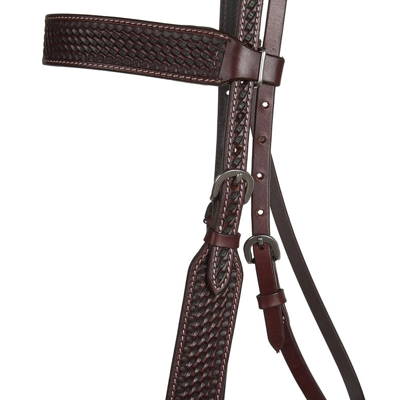 WD Tack Heavy Oiled Basket Tooled Browband Headstall