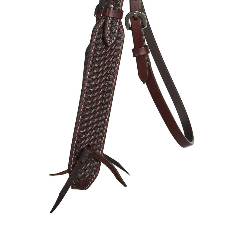 WD Tack Heavy Oiled Basket Tooled Browband Headstall