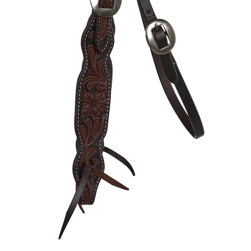 WD Tack Heavy Oiled Floral Tooled Browband Headstall
