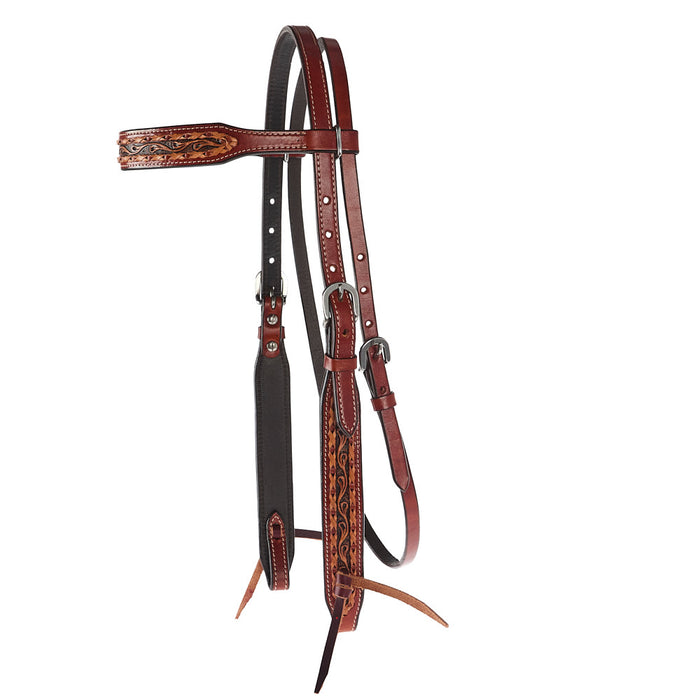 WD Tack Braided Lace Two Tone Chestnut Natural Browband Headstall