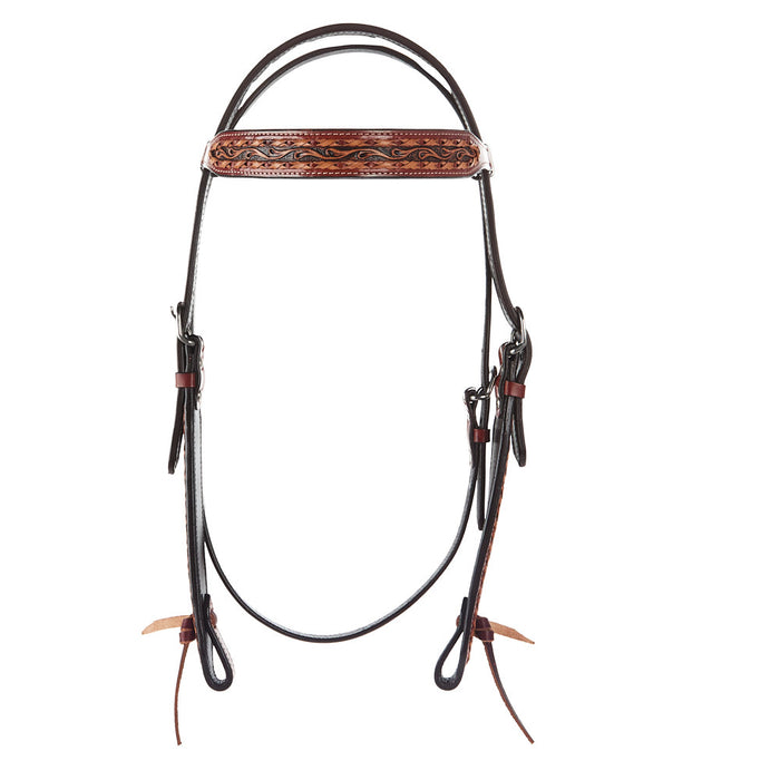 WD Tack Braided Lace Two Tone Chestnut Natural Browband Headstall