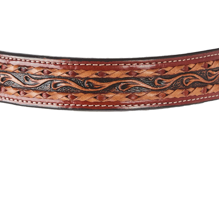WD Tack Braided Lace Two Tone Chestnut Natural Browband Headstall