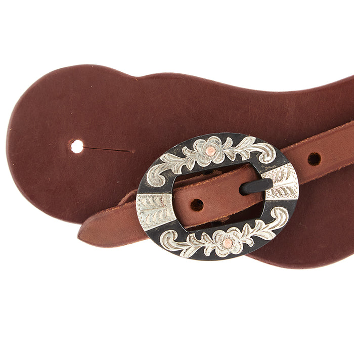 WD Tack Mens Heavy Oiled Cowboy Spur Straps with Floral Buckles